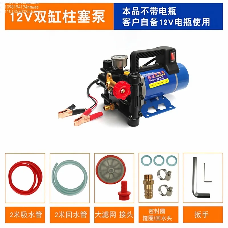 Agricultural Electric High Pressure Pump 12V/48V/220V Double Cylinder Piston Pump Spraying Watering Car Wash Pesticide Sprayer