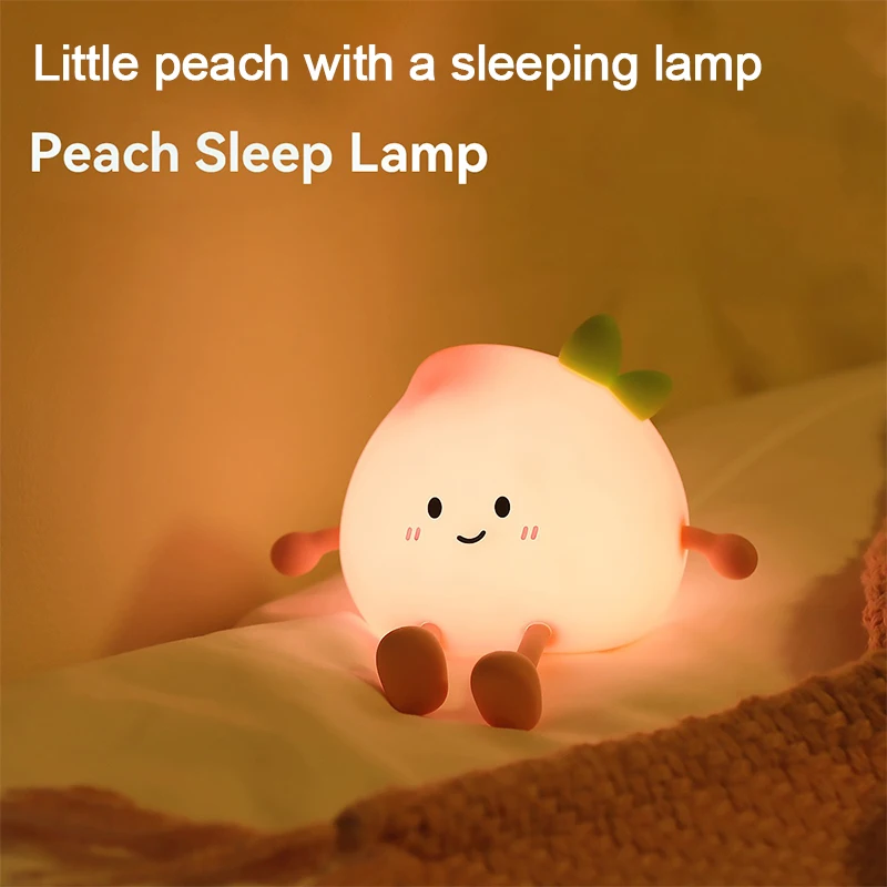 

USB Rechargeable Night Light Peach Silicone Night Lights Touch Sensor Bedroom Bedside Cat Lamp With Remote For Kids Baby Gift