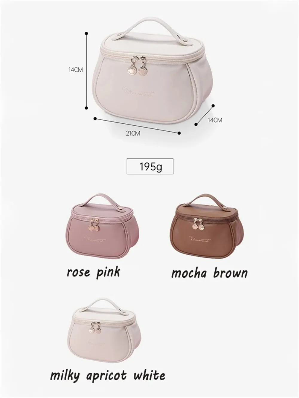 Große, tragbare, hochwertige, wasserdichte Kosmetiktasche für Damen, große PU-Leder-Waschtasche, Reise-Kosmetik-Aufbewahrungstasche – Detail 3