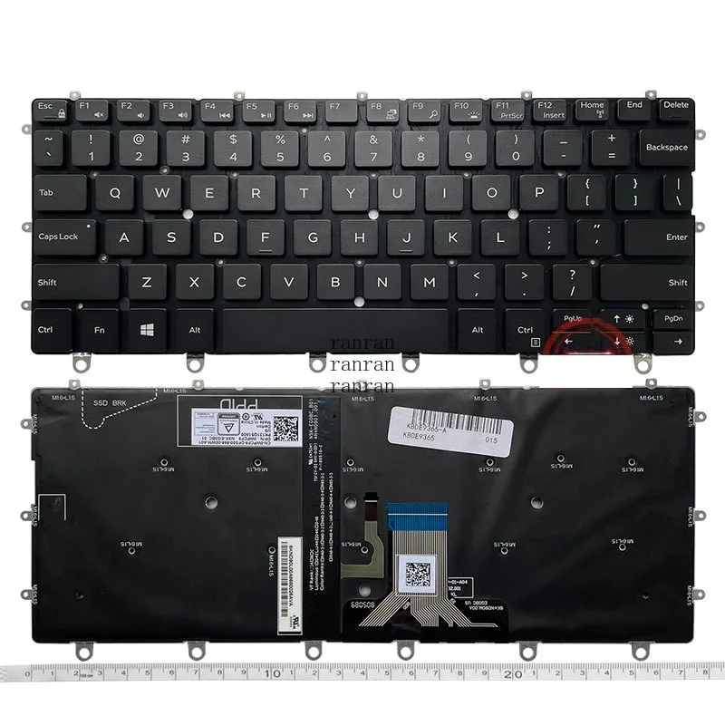 

Клавиатура с подсветкой американской раскладкой для Dell XPS 13 9365 P71G P71G001 черного/белого цвета