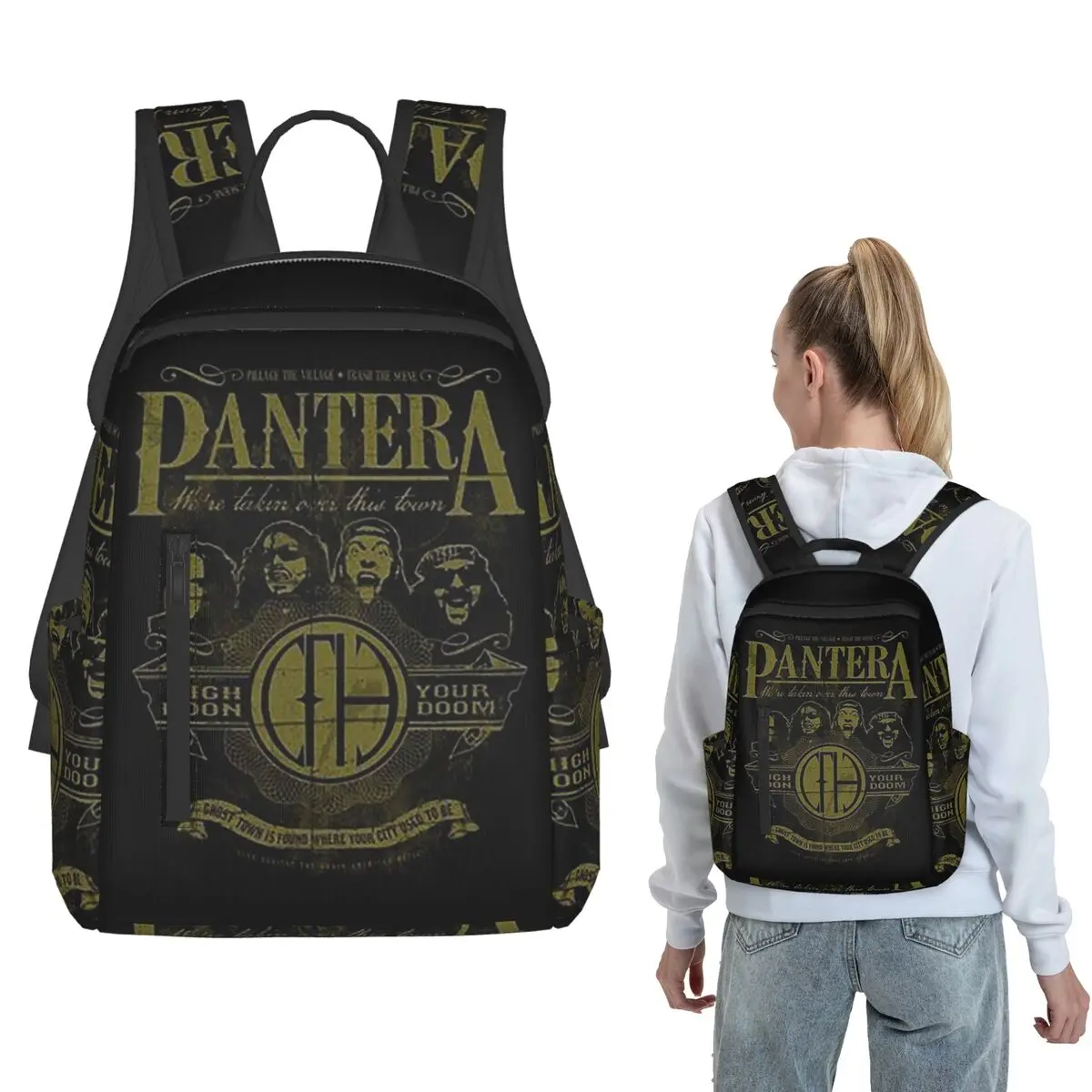 US Pantera Band Dimebag Darrell Poster (13) Backpack Daypack Boys Girls BookBag School Bag Shoulder Bags for Men Women
