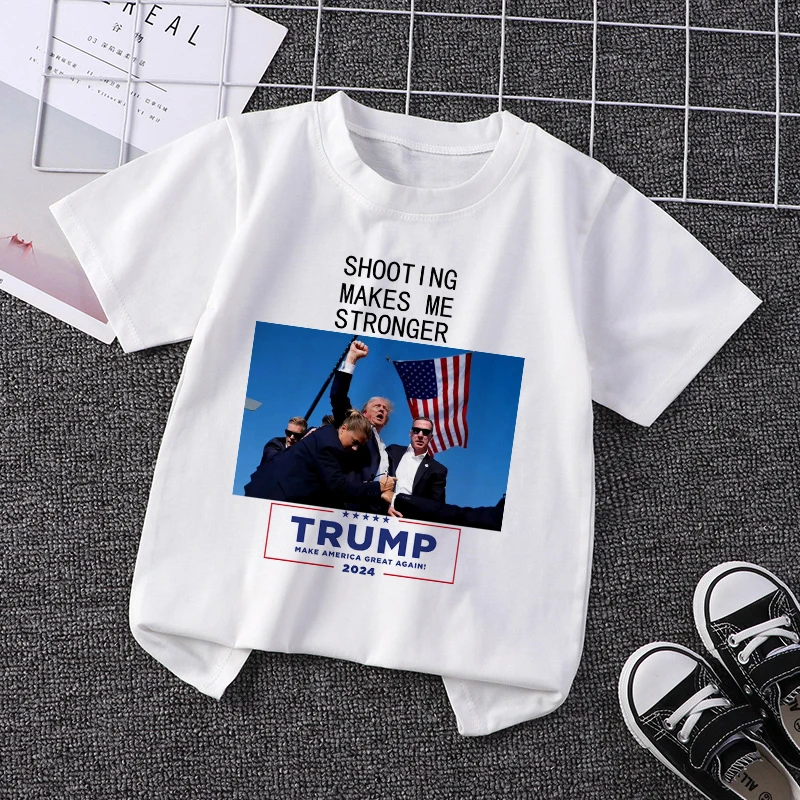 

New 2024 T Shirt USA Children Print T-shirt Donald Trump Girl Boy Y2K Kids Short Sleeve Tee Tops Sweetshirts Casual Clothes