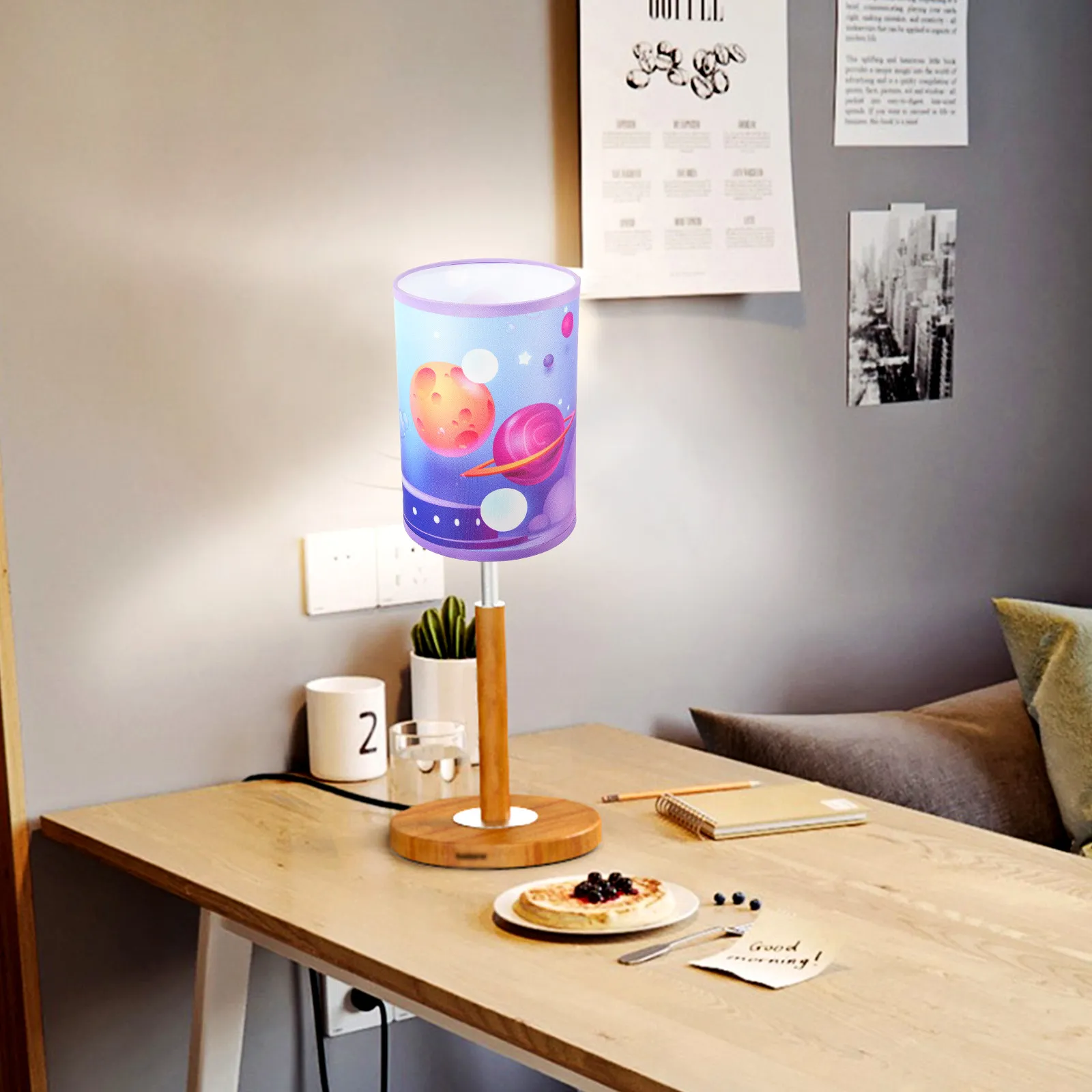 

Adorable Cartoon Space Lampshade Fits Most Table Lamps Enhances Room Decor with Charming Glow Effect Lamp Shades