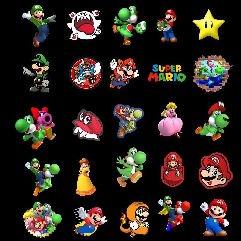 10/30/50PCS Super Mario Bros Cartoon Sticker DIY Phone Laptop Luggage Skateboard Graffiti Decals Fun for Kid Gift