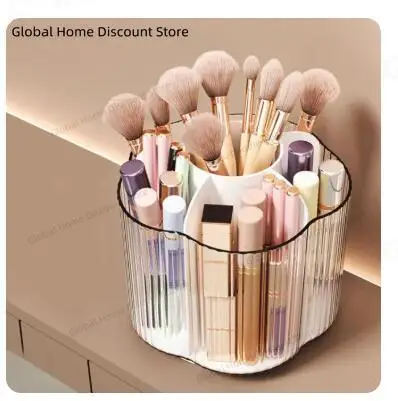 

New Multi-grid Makeup Brush Storage Organizer for Vanity, Rotatable Cosmetic Organizer, Portable Toiletries Storage Box for Home