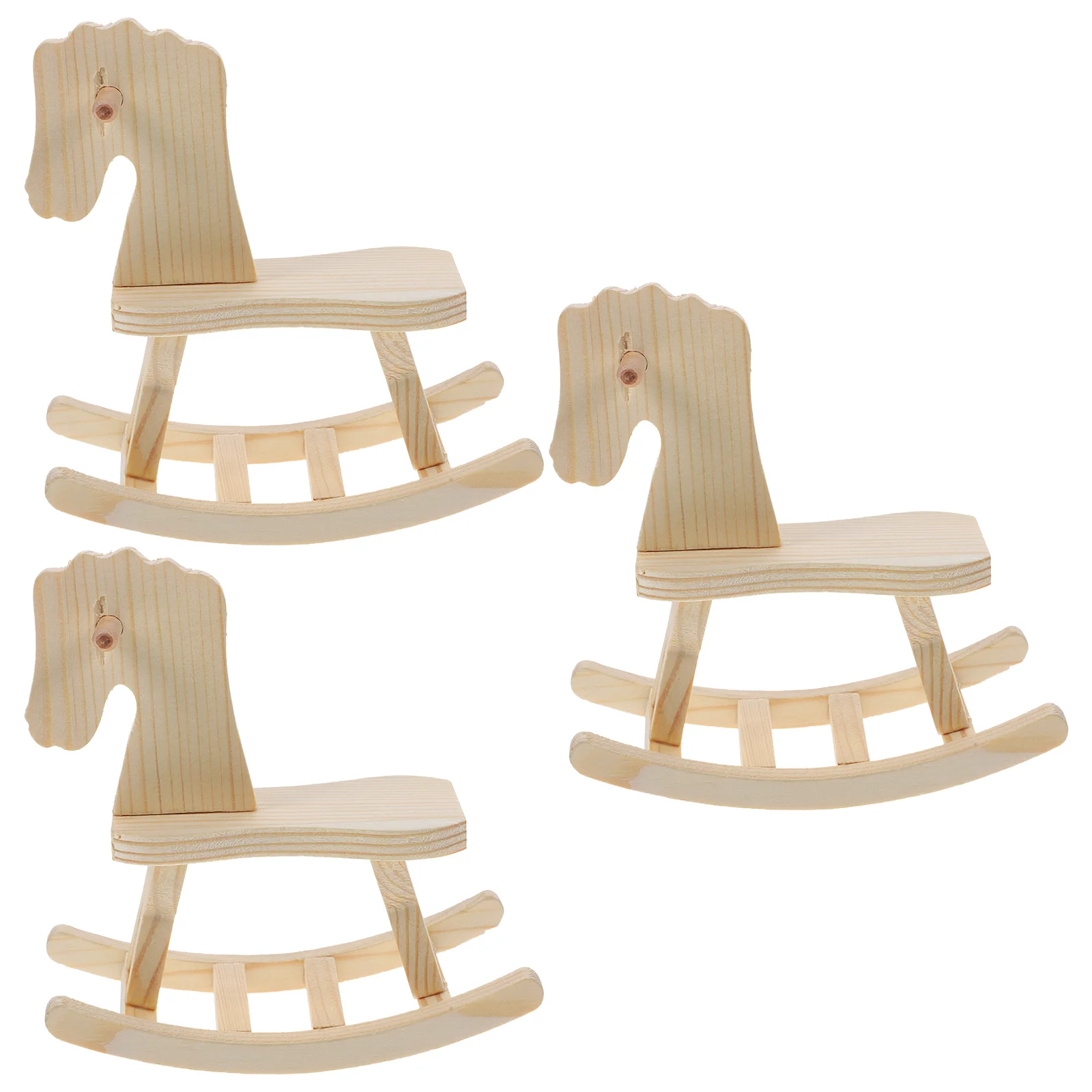 3 Sets DIY Toy Wooden Horse Puzzles Toddler Log Cabin Model Kit 3d Kids Assemble Airplane