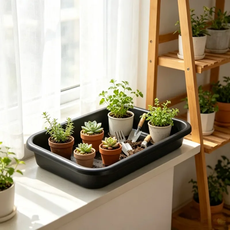 2026 Latest Models Garden Tidy Potted Tray, Indoor Transplant Gardening Planting Accessories Large Succulent Plant Table