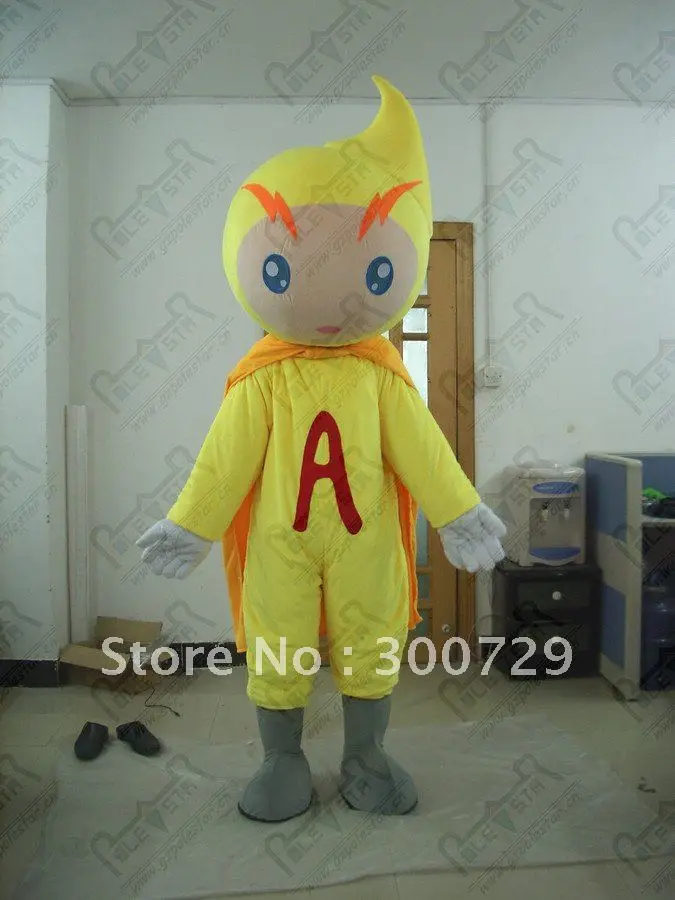 Costume de mascotte jaune pour garçon, personnage adulte, robe d'halloween et de noël, accessoires complets, nouvelle collection