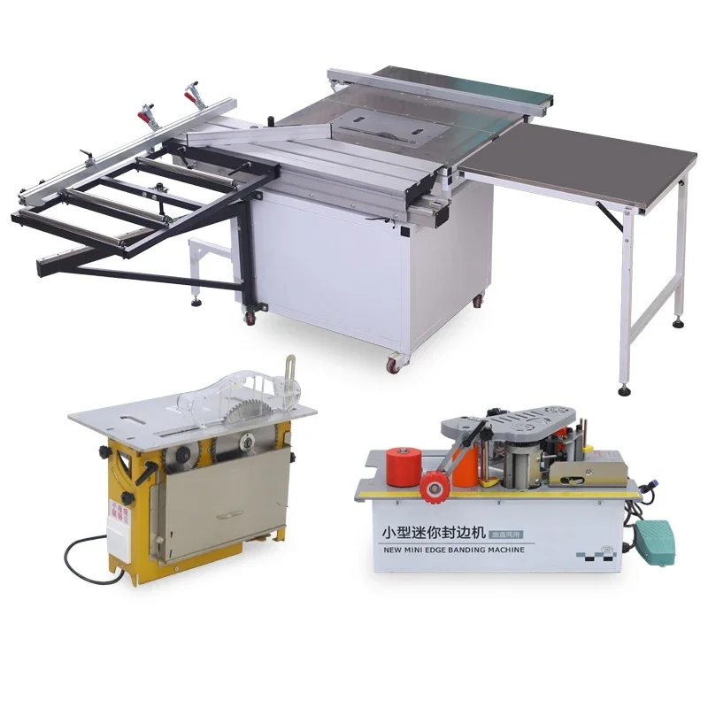 Multifunction portable sliding table panel saw with support swing arm combined planer table saw folding woodworking table saw