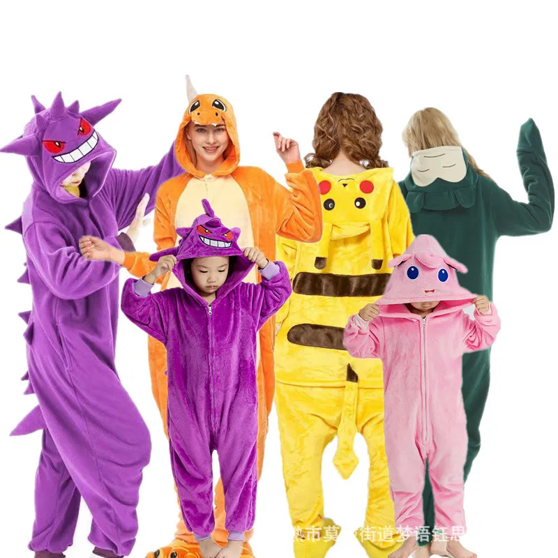 Snorlax Costume Pokemon Gengar Adult Adolescent Clothing Pika Halloween Cosplay Adult Full Body Pijama Christmas Anime Pajam