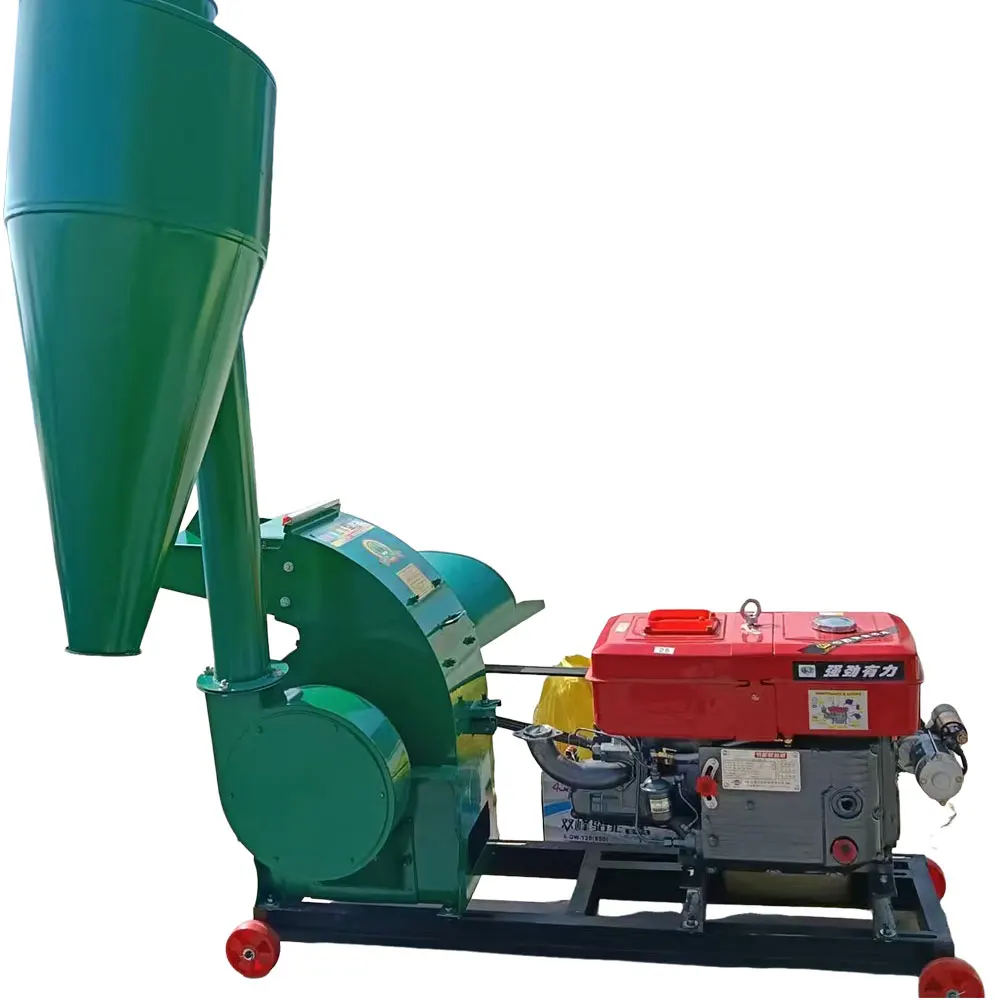 Mobile Cyclone Hammer Mill Animal Feed Grinder Electric Corn Straw Grain Crusher Small Farm Feed Processing Machine