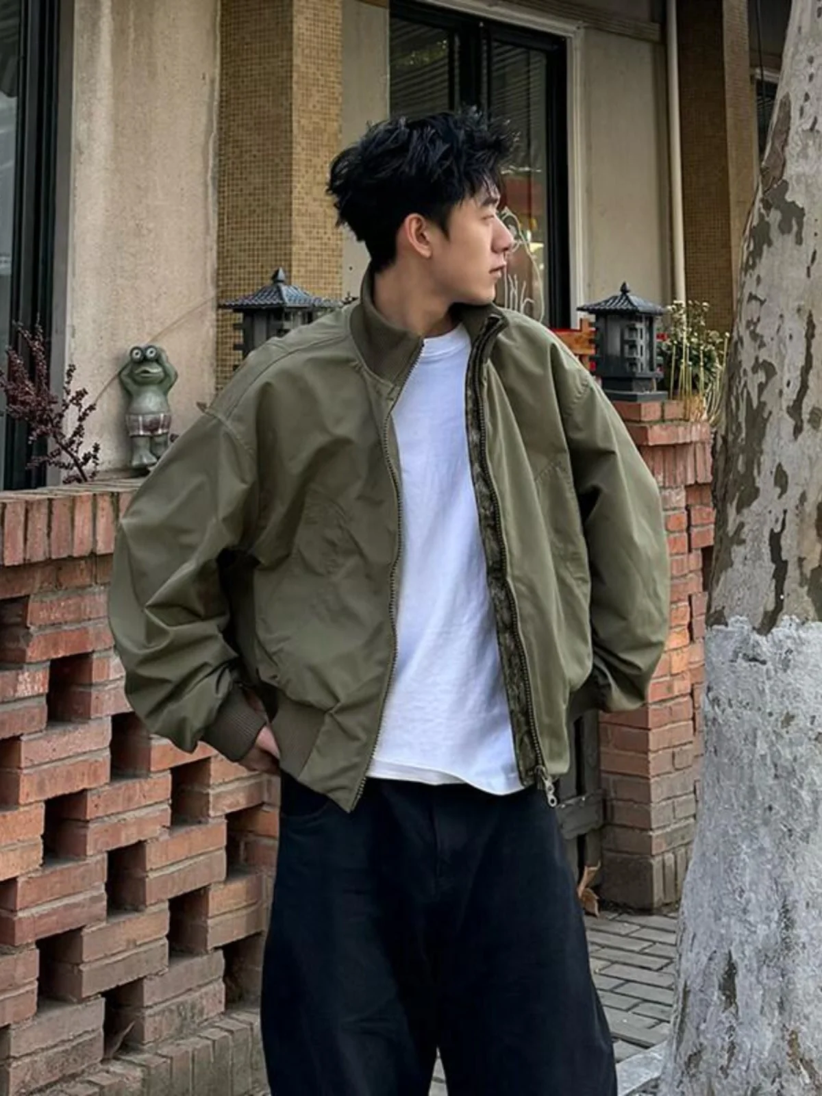 

Американский ретро пилотный джет, мужской повседневный весенне-осенний модный хаоме, высококачественный свободный крой, цветной атлас с вышивкой