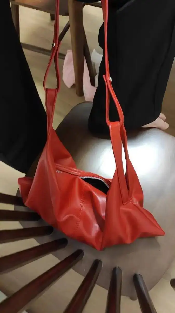Bloom Vintage Red Crossbody Wallet Women Retro Soft Leather Casual Messenger Ladies Y2k Hobos Bags Handbag Aesthetic