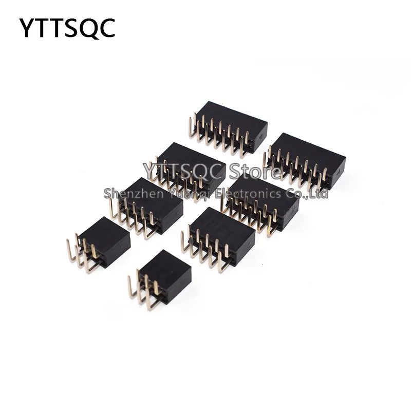 10PCS 2X2/3/4/5/6/7/8/9/10/20/25/30/40P PH8.5mm Double Row Right Angle Female Header 2.54MM PITCH Connector Socket Gold-plated