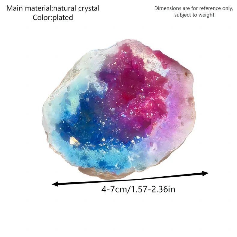 1PC Natural Agate Plated/Electroplated Cornucopia Crystal Cave Raw Stone Bare Stone Display Mineral Specimen Decoration Fortune