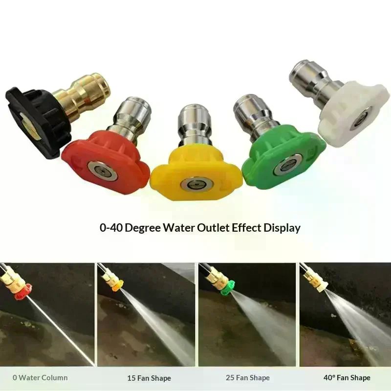 5/7pcs 1/4inch Quick Connect Garden High Pressure Washer Spray Nozzle 0 -65 Degree Watering Soap Nozzle Tip Garden Cleaning