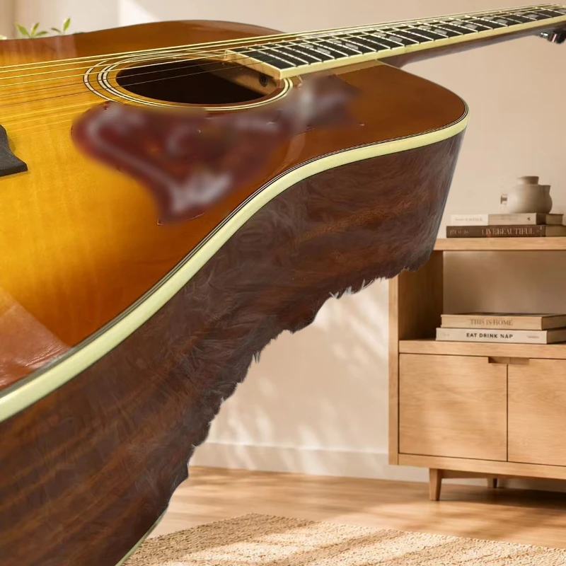 Orange BeeBird Acoustic Guitar Spruce Solid Top Piano Body Rosewood Full Resonance Sweeping String Universal Free Shipping