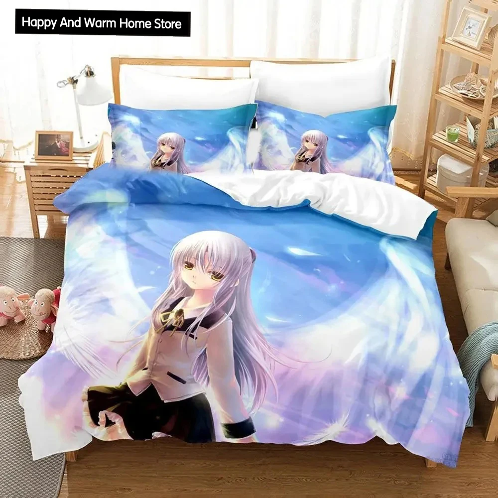 3D Print Anime Angel Beats Bedding Set Duvet Cover Bed Set Quilt Cover Pillowcase Comforter king Queen Size Boys Adult Bedding