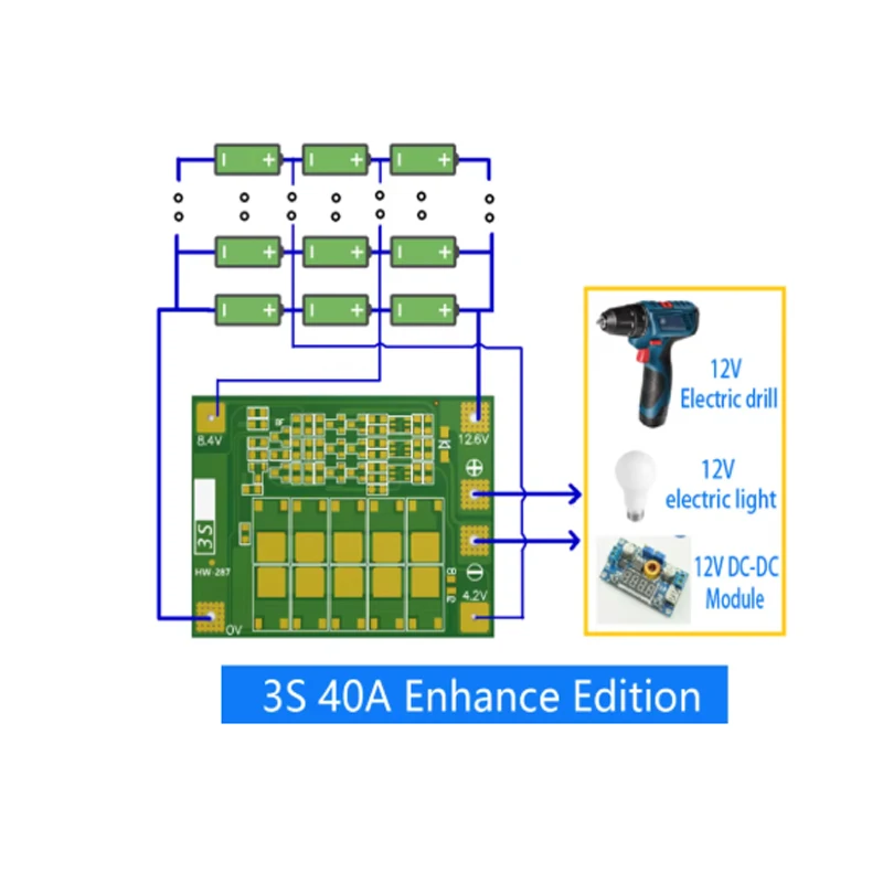 2S 3S 4S 20A 40A 60A Li-ion Lithium Battery Charger Protection Board 18650 BMS For Drill Motor Enhance Balance