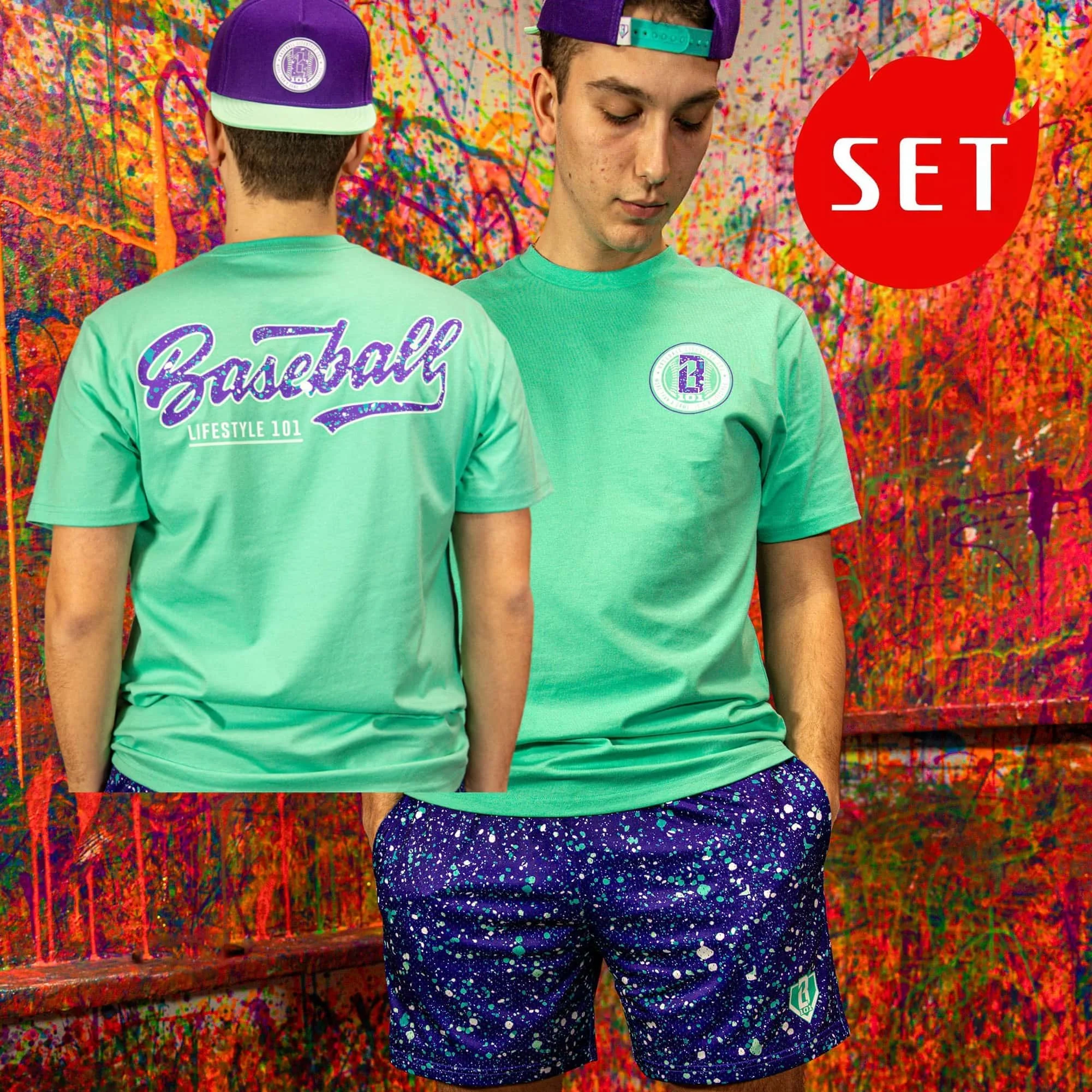 

Новый летний бейсбольный стиль # 101 # Комплект футболка и шорты в стиле колор-блок с принтом Splash-Ink, быстросохнущий, для взрослых и детей