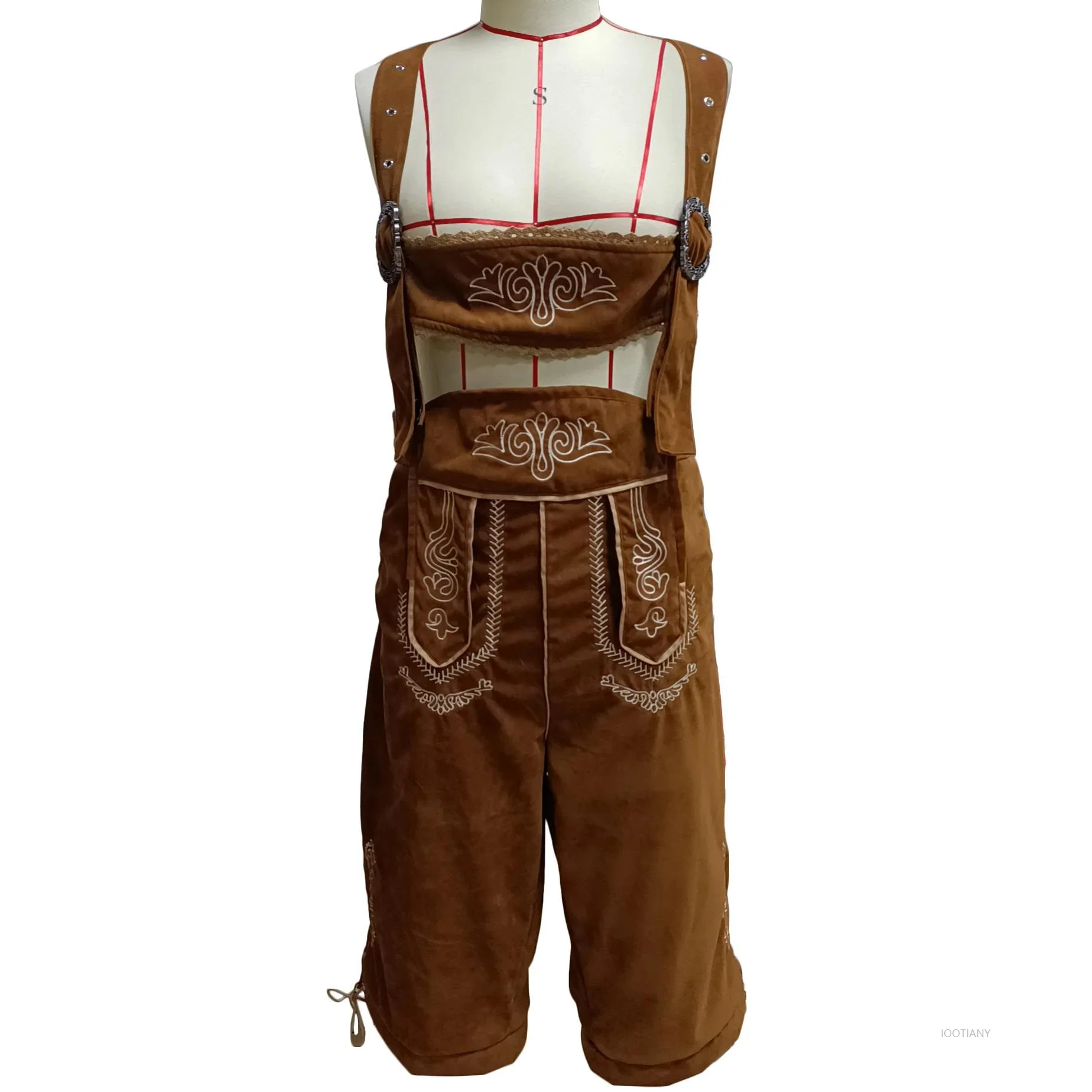 Sexy Men's German Munich Oktoberfest Leather Pants Suspenders Male Waiter Beer Costume Bavarian Traditional Festival NationalRol