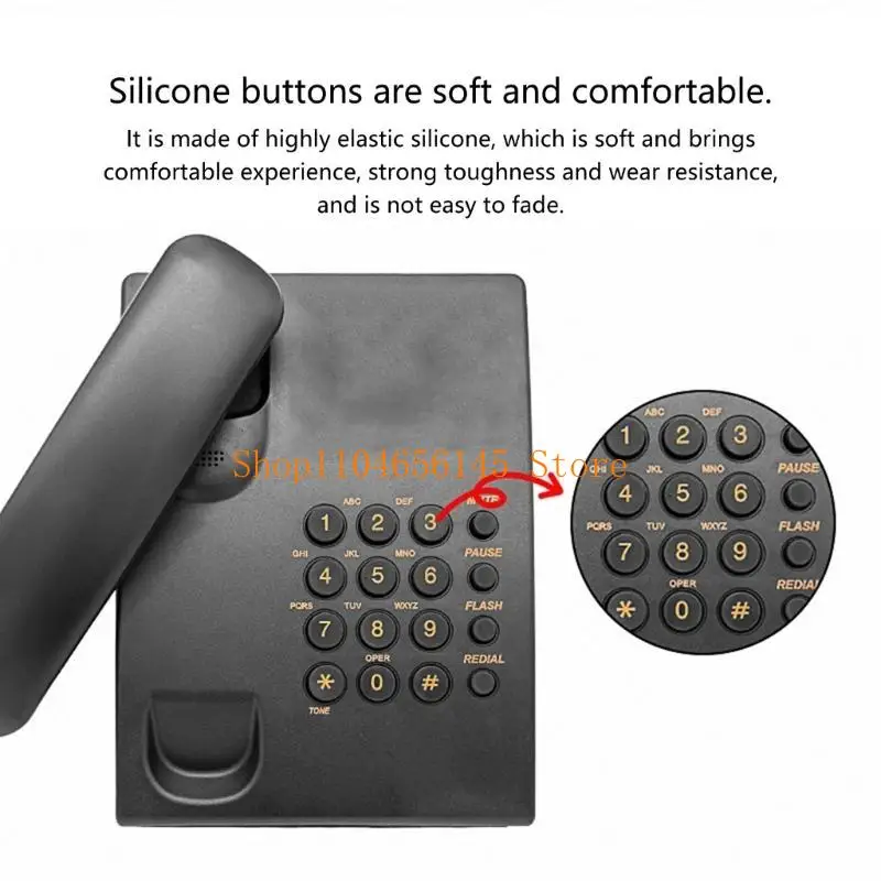 652F Wall Mountable Corded Telephone Desktop House Phone Seniors Caller Big Button Integrated Telephone for Home Office