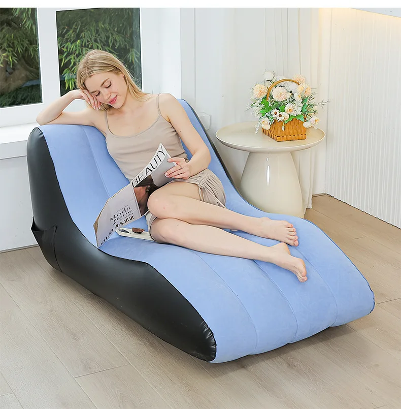 Inflatable Deck Chair , Inflatable Lounger Beach Air Sofa Chair Lazy Lounge Sofa for Indoor Living Room Bedroom, Outdoor Travel image 4