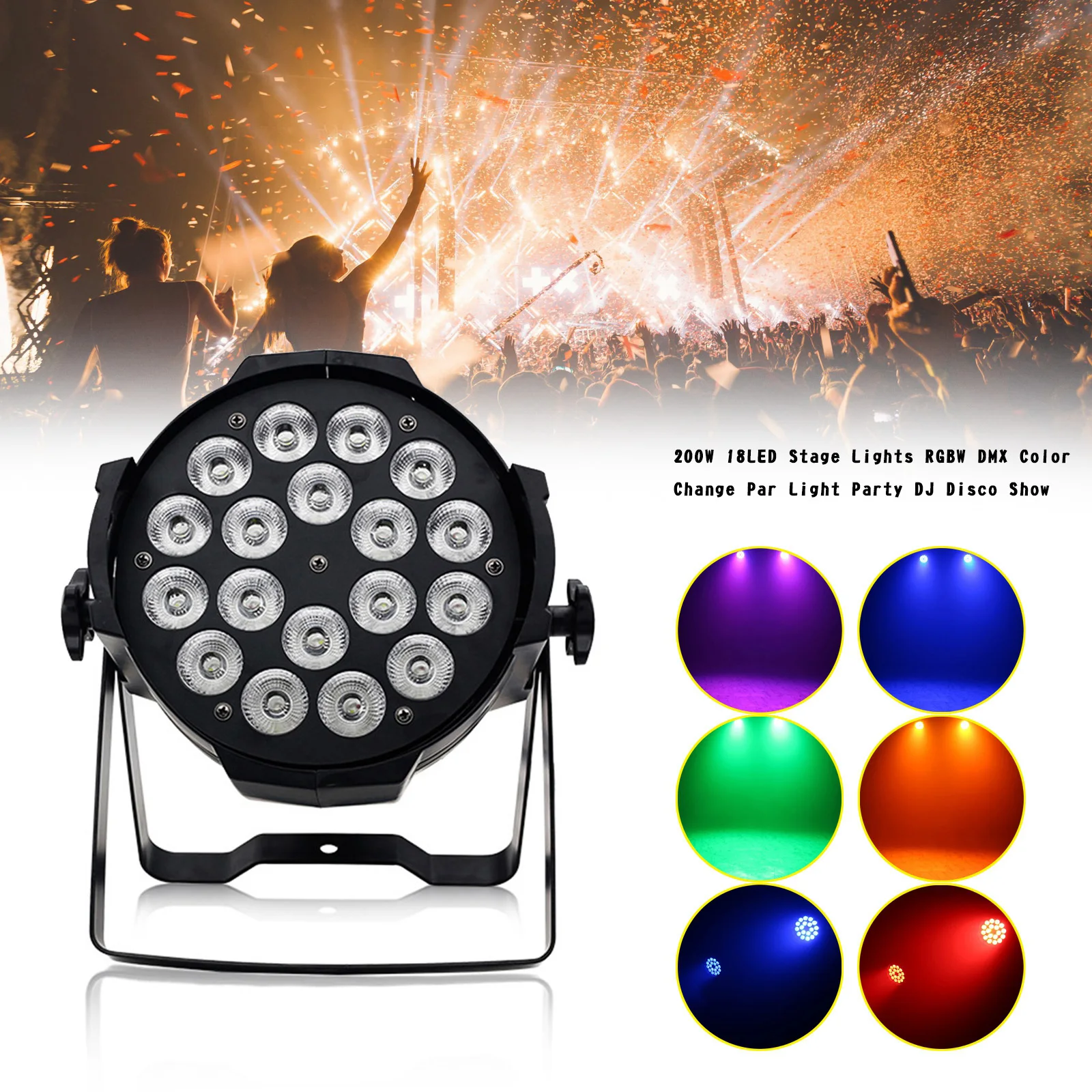 

200W 18LED Stage Lights RGBW DMX Color Change Par Light Party DJ Disco Show