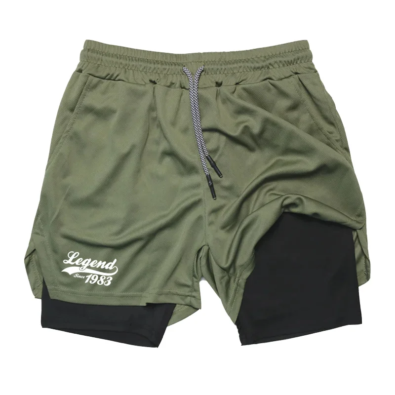 Stretch Tight Running Shorts Men Gym Fashion Sports 2-In-1 Workout Fitness Athletic Jogging Brand Summer Double Deck Towel Loop