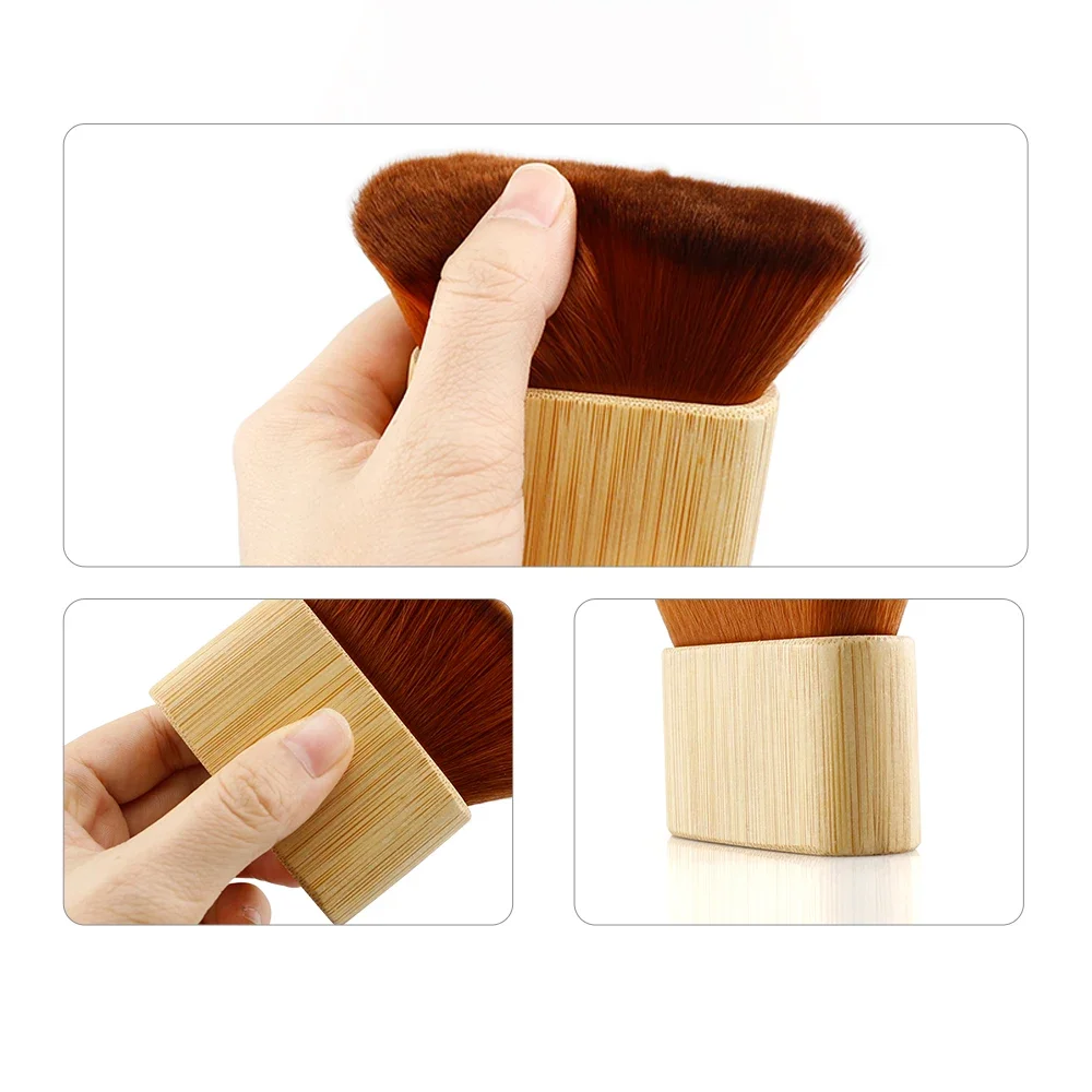 Barber Neck Brush Bamboo Handle Soft Hair Brush Neck Duster Cleaning Brush Hair Cutting Brushes Hairdressing Salon Tools