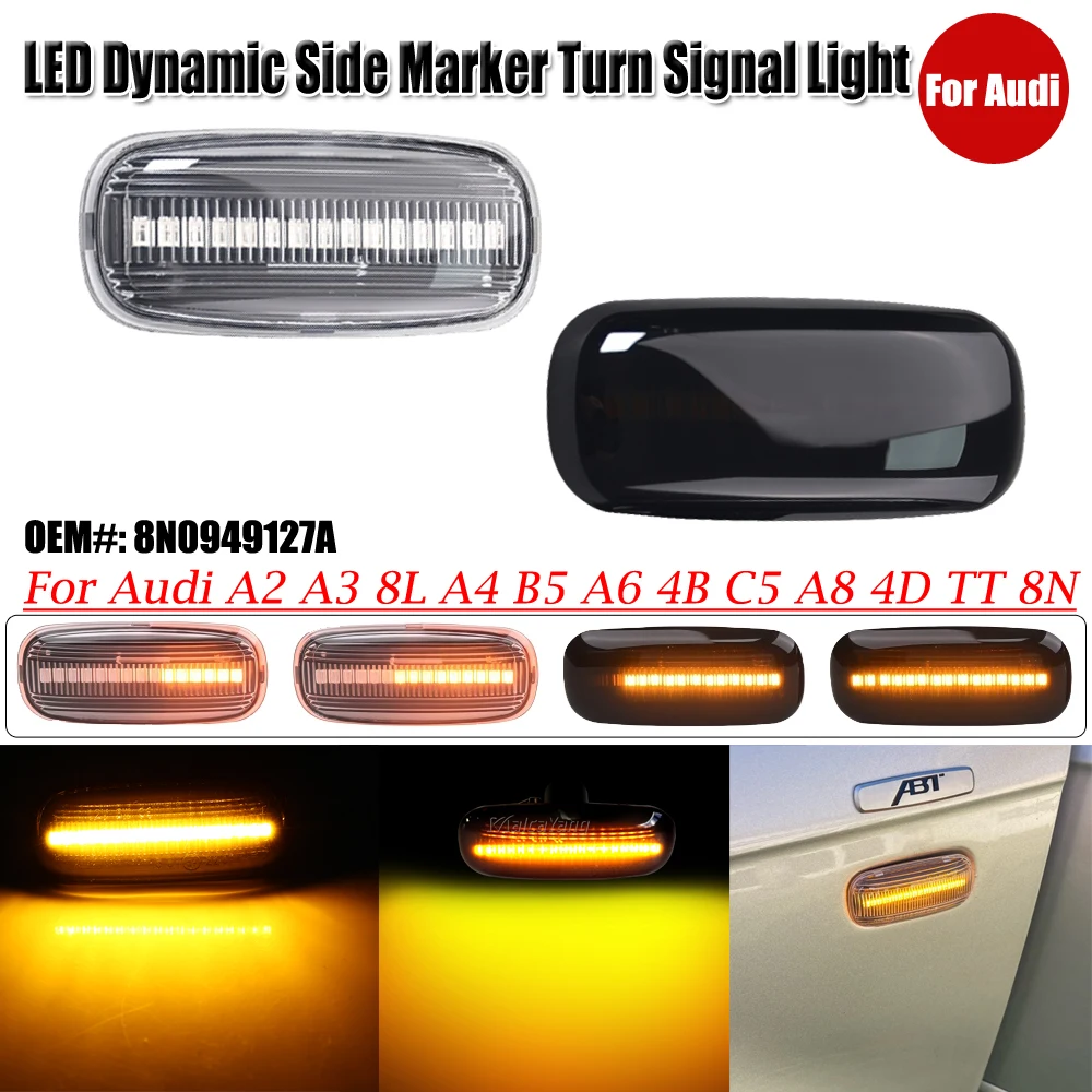 Dynamisches Blinklicht für Audi A2 A3 8L A4 B5 A6 4B C5 A8 4D TT 8N Blinkende LED-Seitenmarkierungsleuchten für Kotflügel