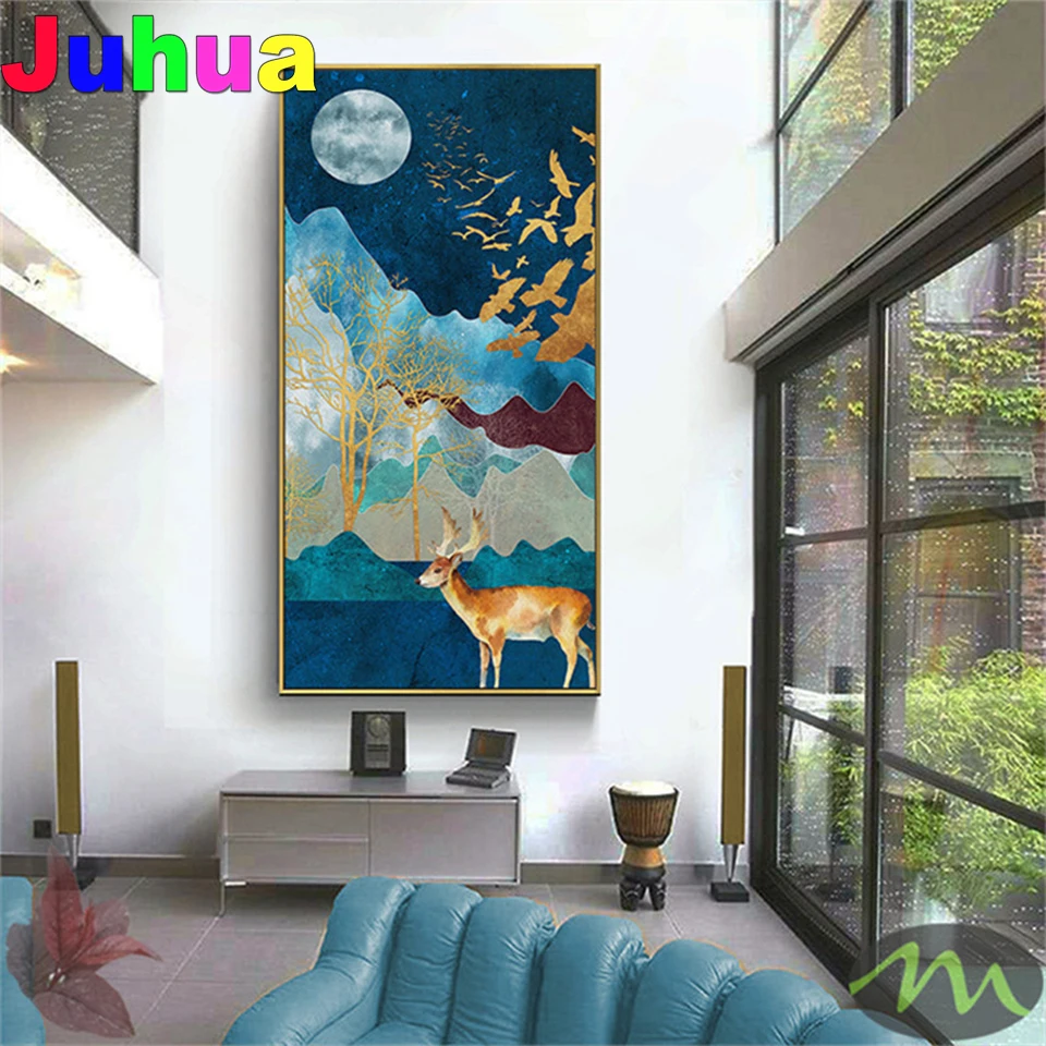 

Абстрактный милу олень «сделай сам», алмазная живопись, мозаика, пейзаж, алмазная вышивка, скандинавские фотографии, декор для гостиной, Прямая доставка