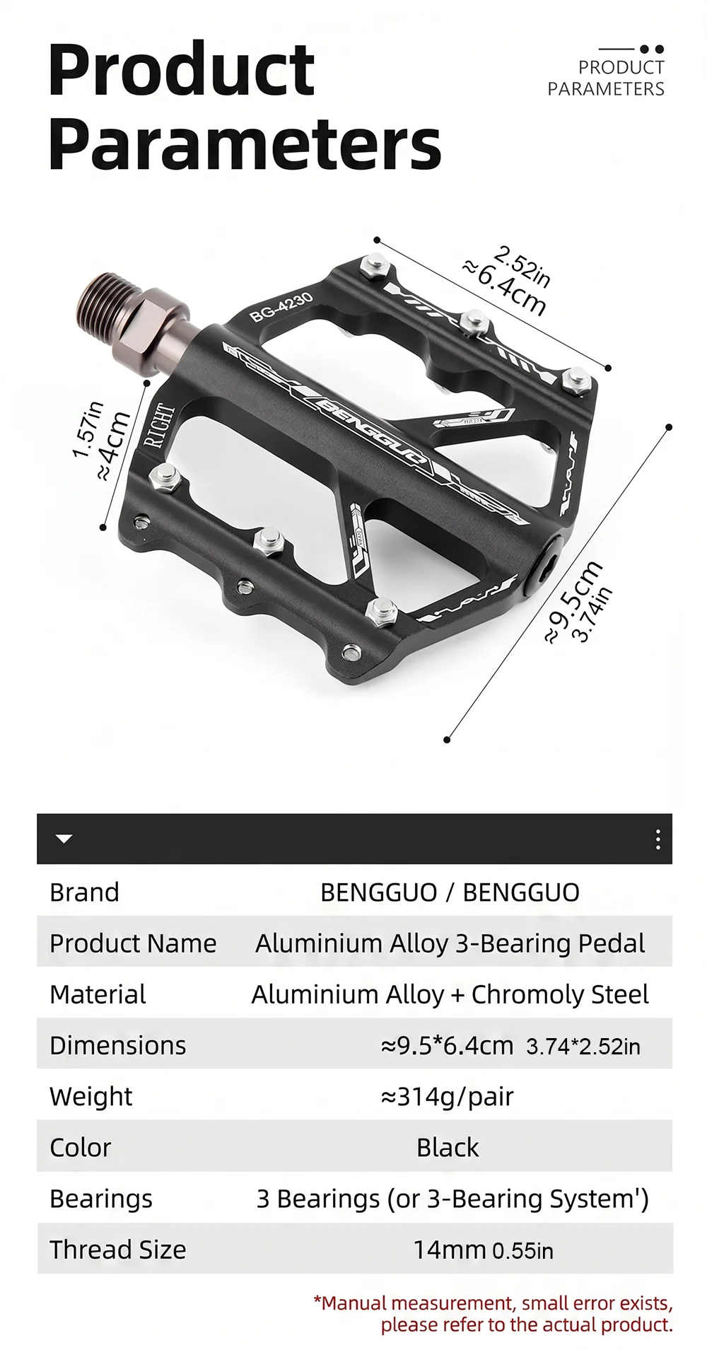 3-Lager-Pedal aus Aluminiumlegierung für Mountainbike und Rennrad, Chrom-Molybdän-Stahlachse, rutschfeste, verbreiterte Pedalbasis – Detail 2