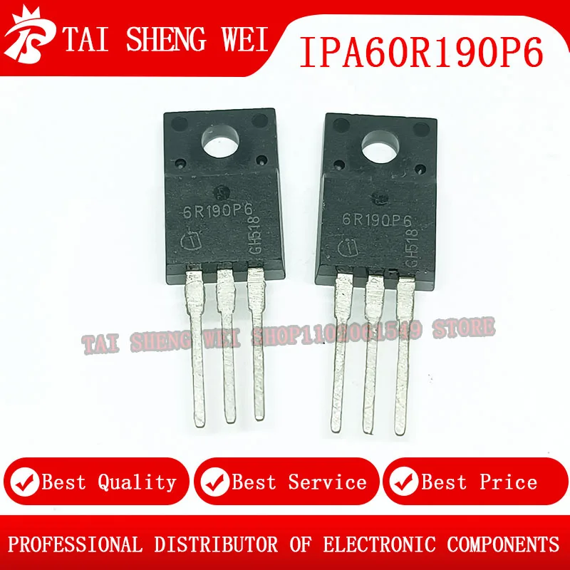 10PCS 6R190P6 IPA60R190P6 TO-220 TO-220F 650V 57A N-Channel MOSFET Transistor