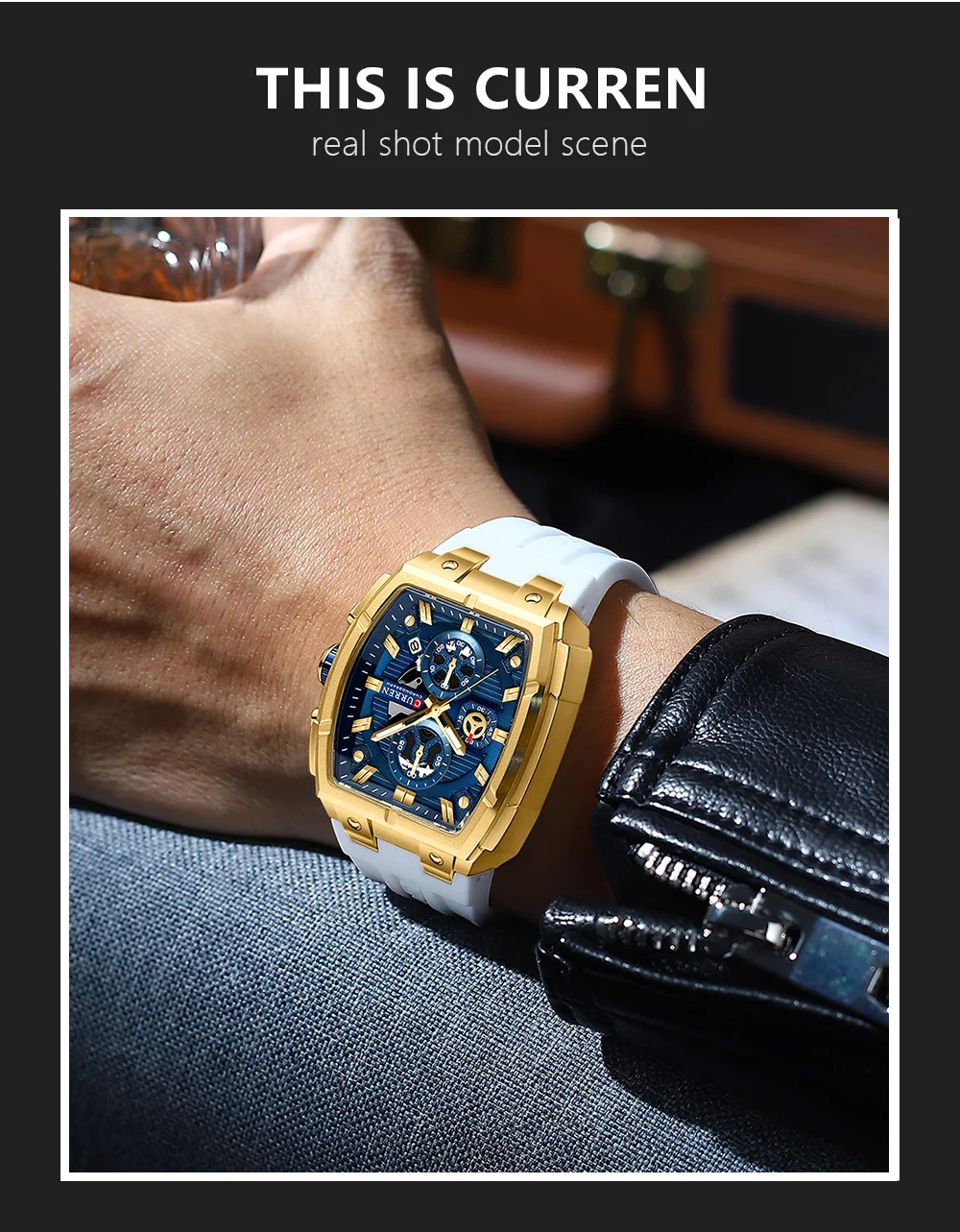 CURREN Herren-Chronograph Quarzuhr mit Leuchtzeigern und automatischer Datumsanzeige - für Business und Freizeit 8488 – Detail 10