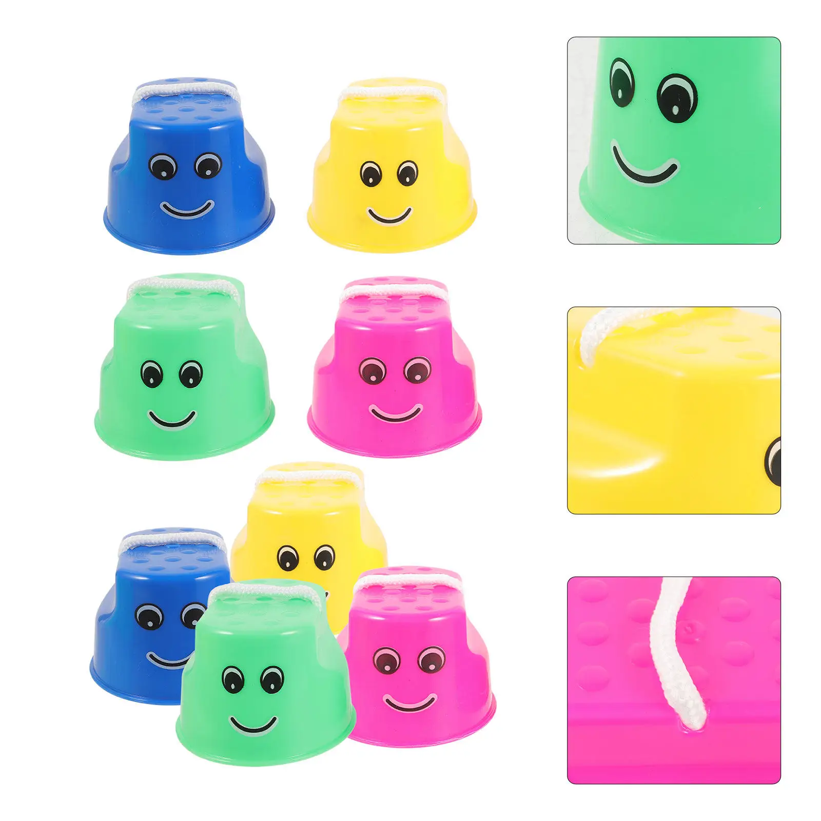 8Pcs Kids Stilts for Balance Training – Bright Color Smile Pattern Plastic Outdoor Exercise Equipment