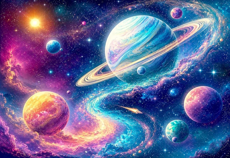 Fantasy Cosmic Galaxy Jigsaw Puzzle 500/1000/1200/2000PCS Bright Nebula Saturn Planets Starry Night Sky Space Home Decor Gift