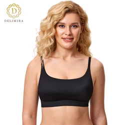 DELIMIRA Women's No Underwire Bras Seamless Plus Size Full Coverage Wireless Lightly Padded Comfortable Bra B C D DD E