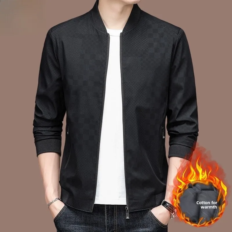 

Pierre Cardin High-End Men's Cotton-Enhanced Warmth Jaet Casual Sli Mid-Century Stand Collar Outerwear for Autumn Winter