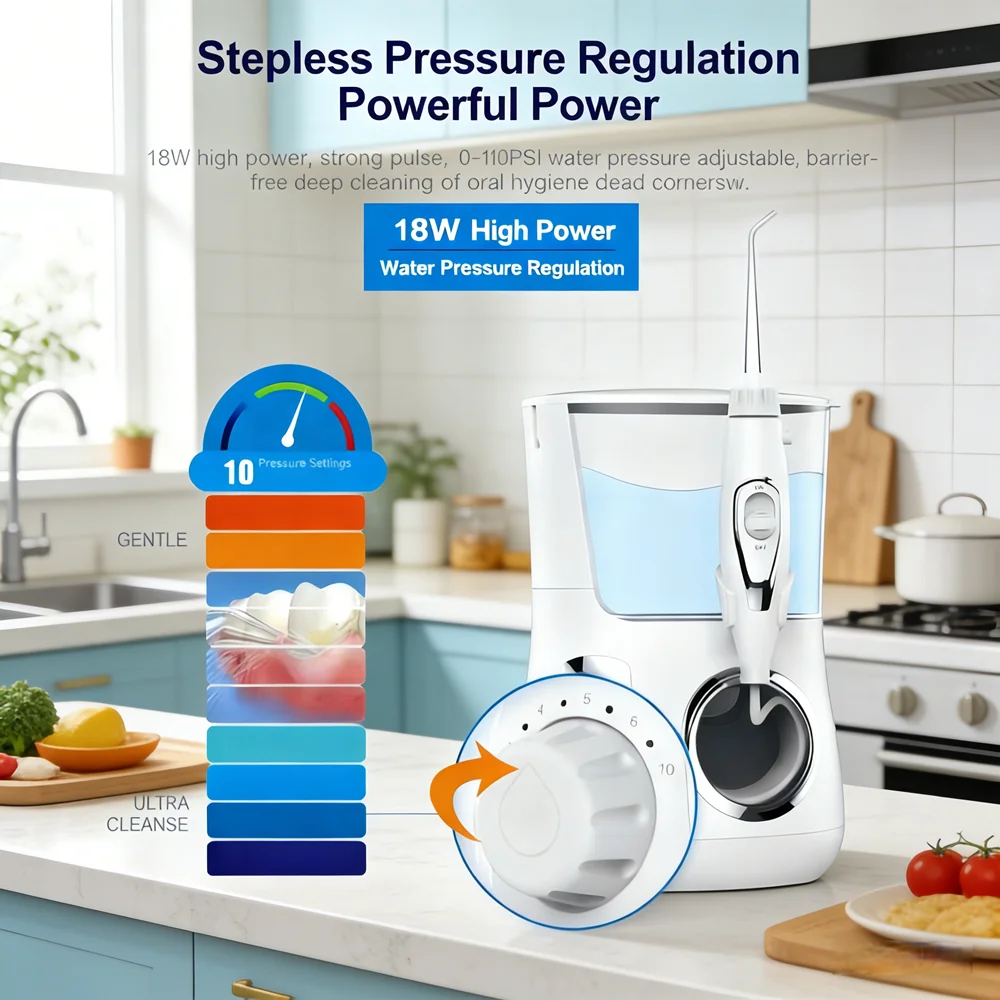 

Portable Rechargeable Electric Water Flosser 10 Cleaning Modes 5 Nozzles Dental Oral Irrigator Deep Clean Teeth Fresh Breath