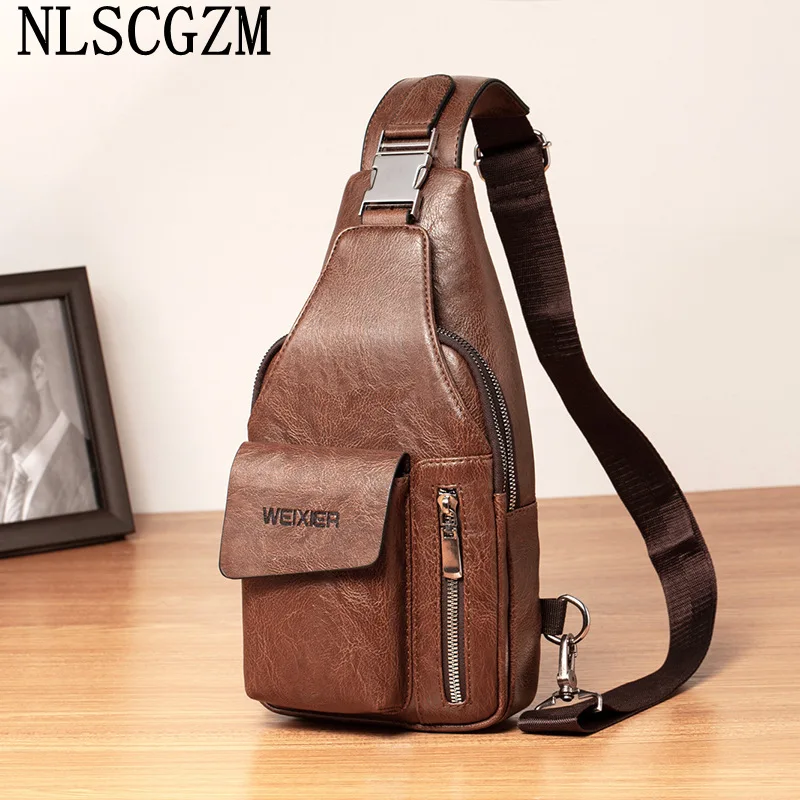 

Chest Pack Crossbody Bags for Men Leather Chest Bag for Men Shoulder Pouch Bag for Men Fanny Pack Office 2024 сума чрез плчо муж