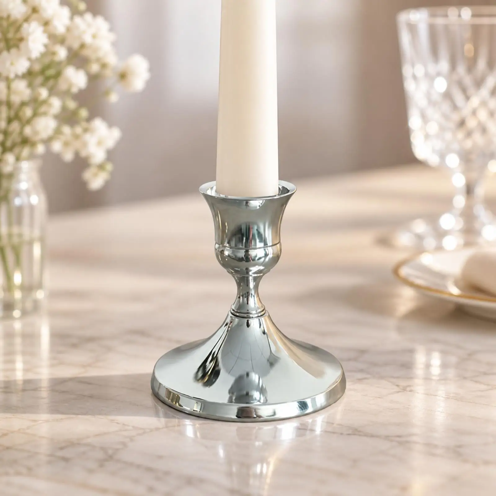 Elegant Iron Table Candlestick Holder Bell Cup Design for Taper Candles Holiday Dinner Party Tabletop Centerpiece