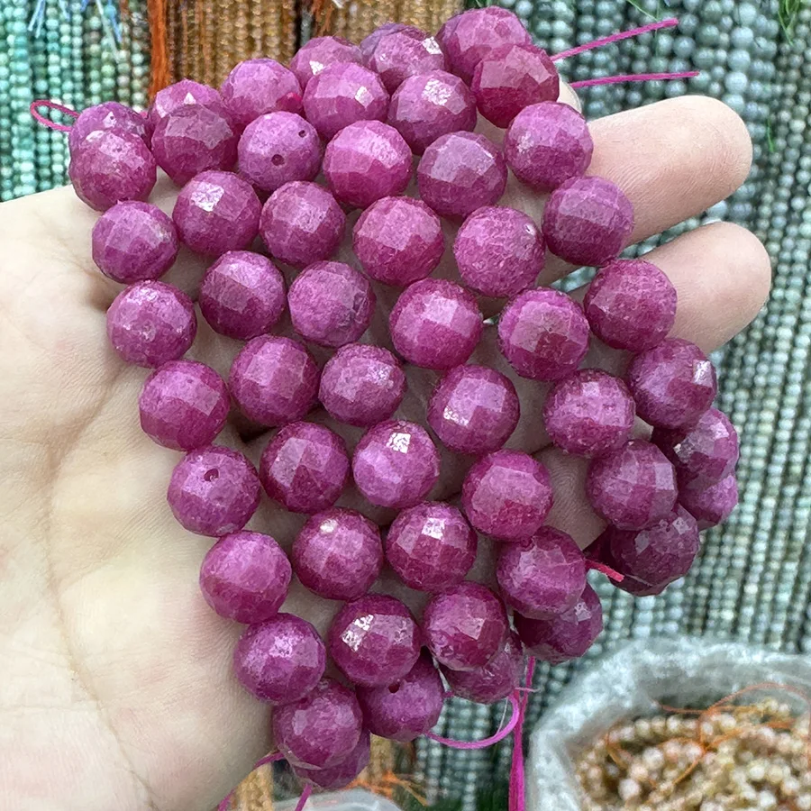 High Quality Natural Red Ruby Stone Single Circle Beads Faceted Loose Spacer For Jewelry DIY Necklace Bracelet  10.8mm