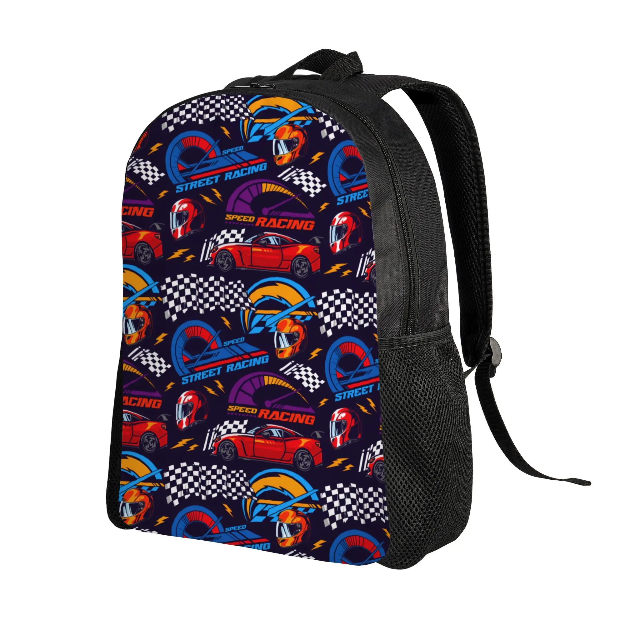 Custom Racing Moto Sport Line Backpack for Men Women Waterproof College School Motor  Bag Print Bookbags