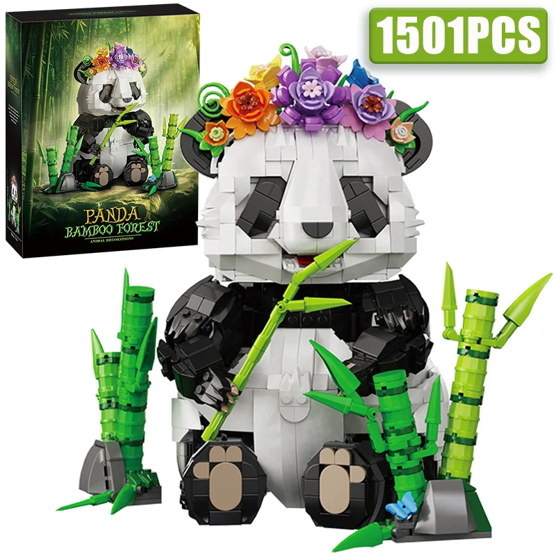 

Creative Forest Animals Giant Panda Building Blocks Wild Animal Cute Bamboo Panda Home Decoration MOC Bricks Toys Children Gift