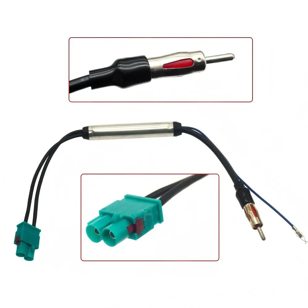 FM Audio- Cable Dual Fakra-Din Aerial Antenna Adapter for VW Car Accessories Vehicle Radio Stereo Antenna with Amplifier