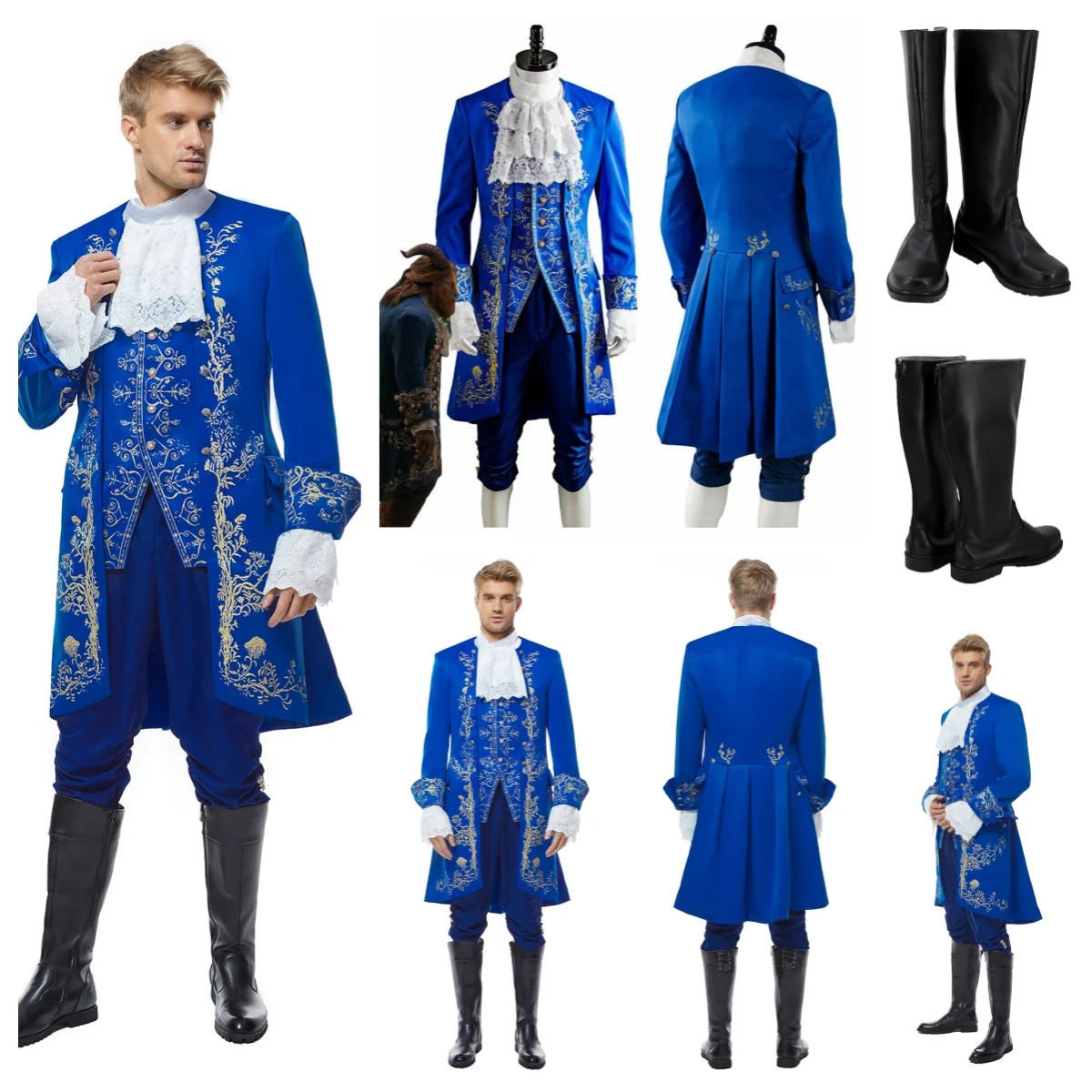 

Anime Cartoon Beast Prince Adam Dan Stevens Cosplay costume Shoes Boots Halloween Carnival party Roleplay fullset Dress Up