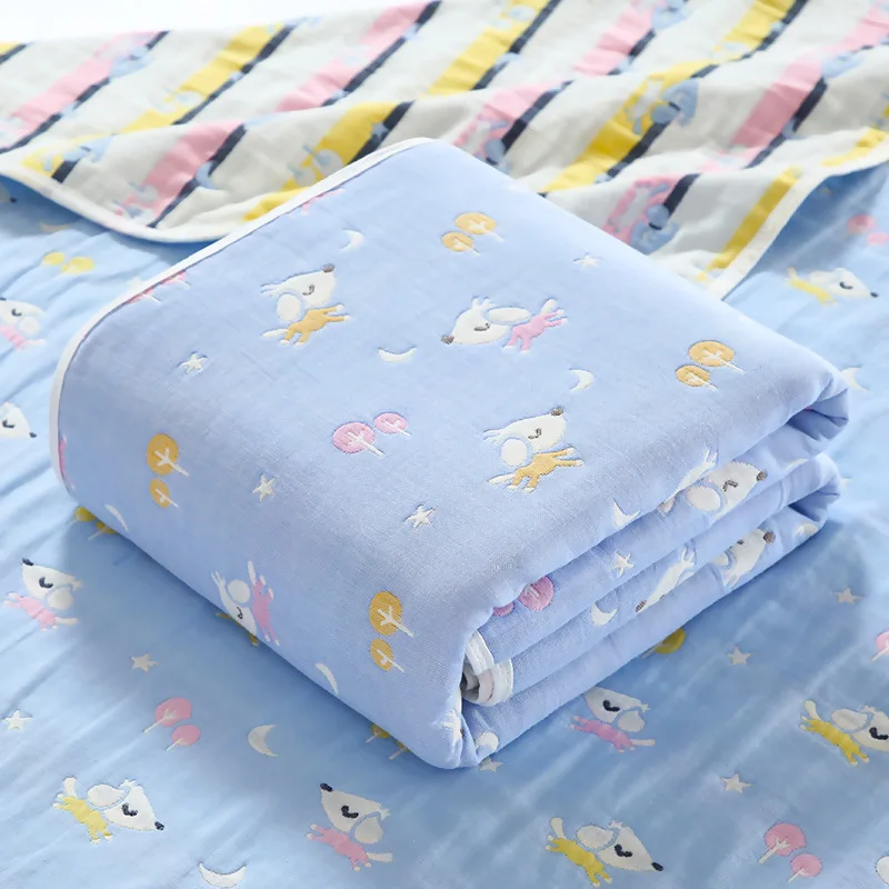 6 Layers Muslin Baby Cotton Blanket Pure Cotton Bubble Muslin Infant Kids Swaddle Sleeping Baby Blanket Bedding 110x110cm