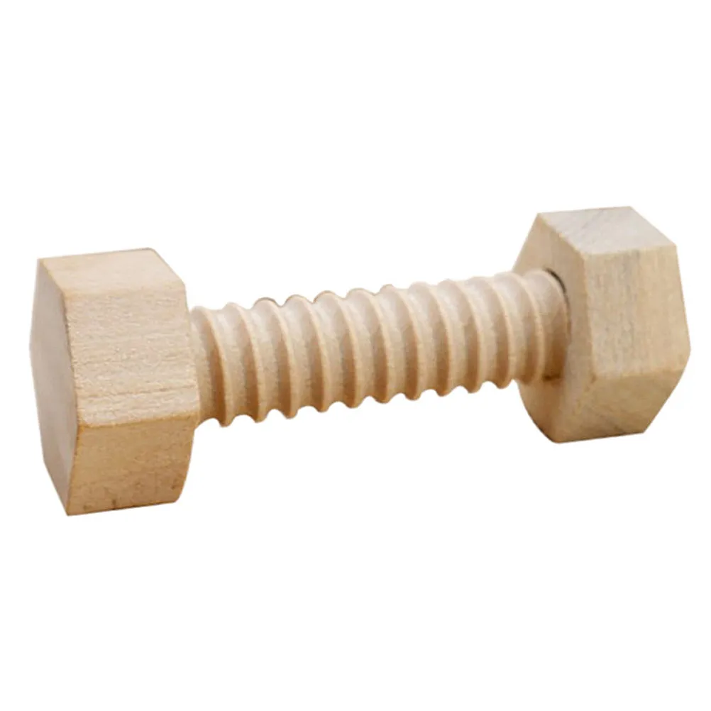 3Pcs Wooden Screw Shaped Ornaments Creative Educational Desktop Decoration Nut Shaped Portable Wood Decors for Kids Operational