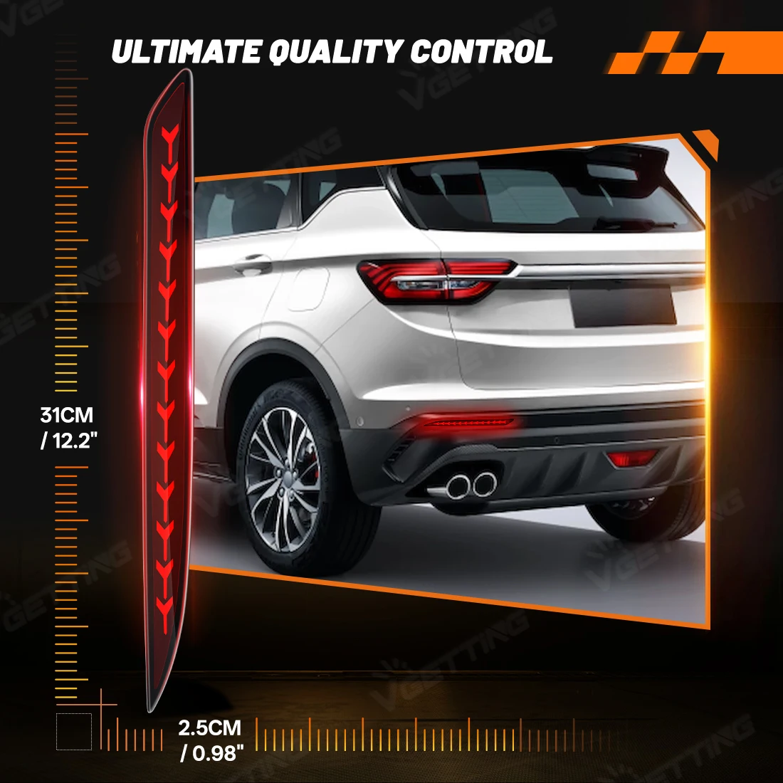 LED المصد الخلفي عاكس ضوء لجيلي Coolray Proton X50 2018-2021 سيارة ديناميكية بدوره إشارة الخلفية الذيل الفرامل مصباح تحذير 12 فولت #5